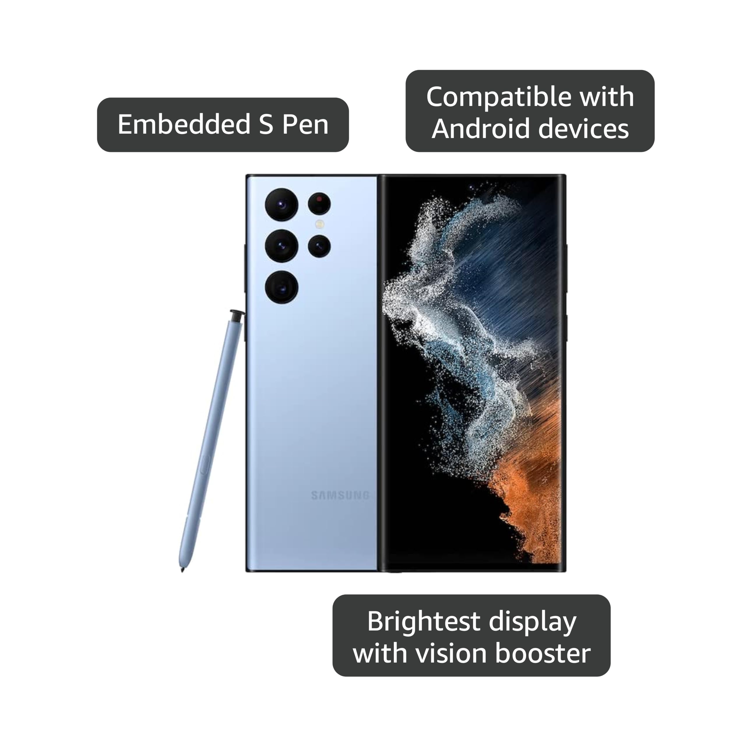 Amazon.com: Samsung Galaxy S22 Ultra 5G, US Version, 512GB, Sky